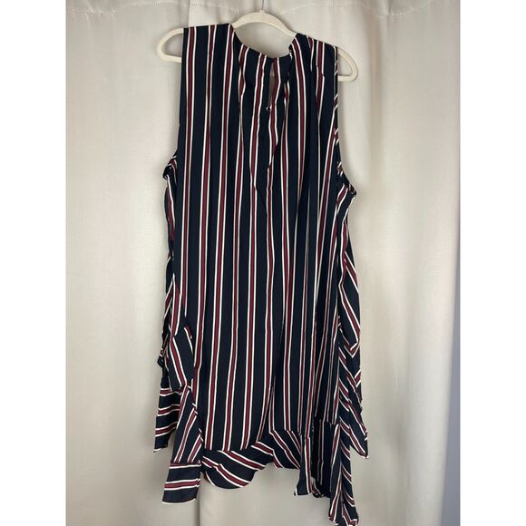 Hayden LA 3X Striped Asymmetrical Ruffle Tunic Tank Navy USA Statement Top - Picture 2 of 3